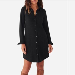 FAHERTY SWEATER SHIRT DRESS PRISTINE CONDTION! Heatheted black twill.